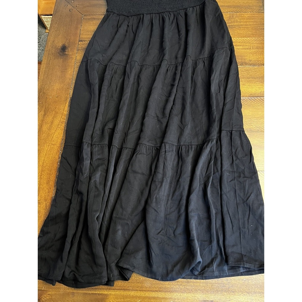 NWT MEROKEETY Womens Smocked Midi Dress black Flutter Sleeve Tiered size XL - Picture 7 of 8